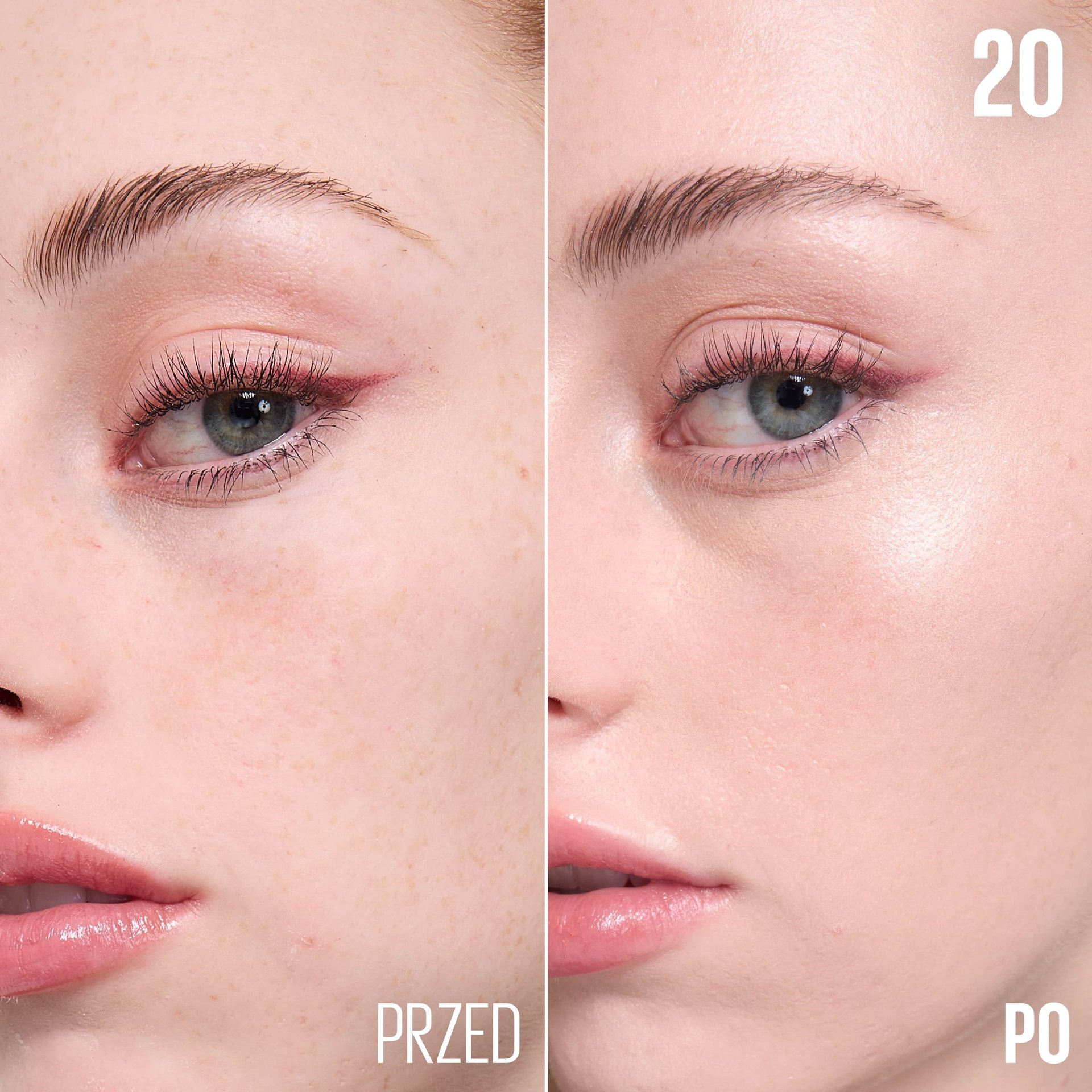 Porównanie przed i po użyciu Kremu BB Fit Me Nude od Maybelline NY
