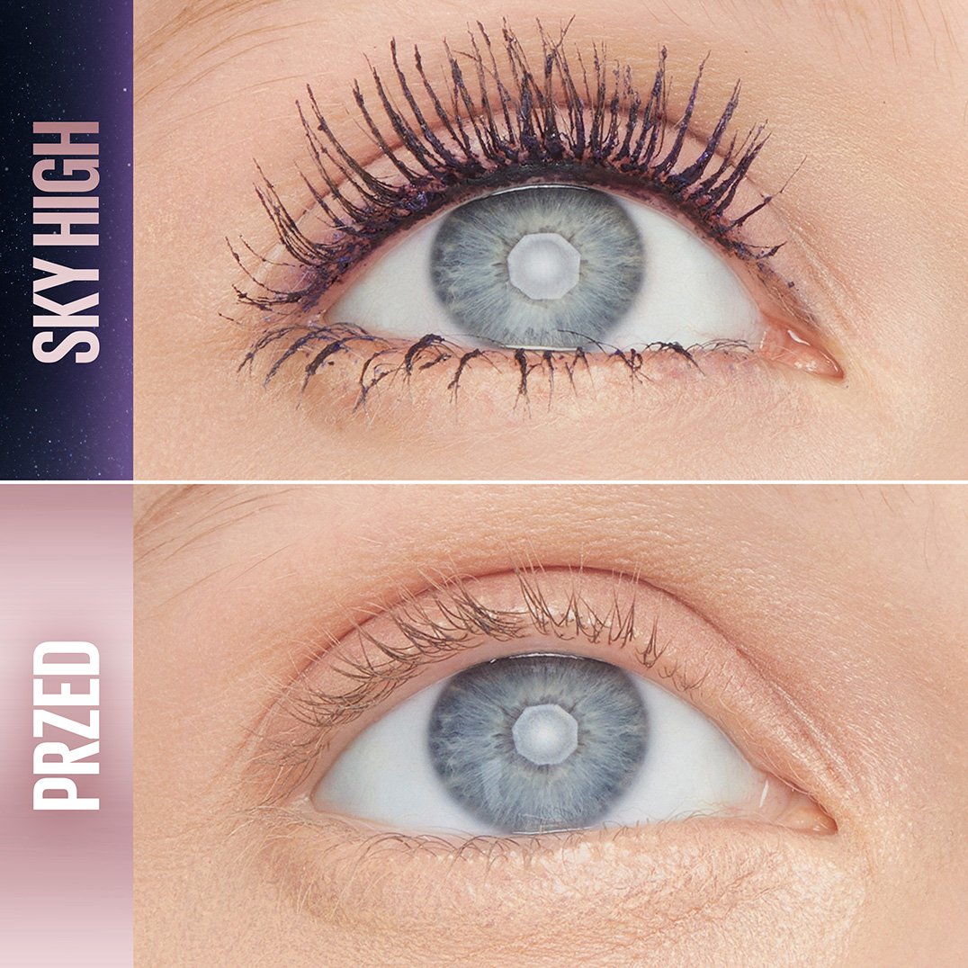  Maybelline NY tusz do rzęs Sky High przed i po zastosowaniu