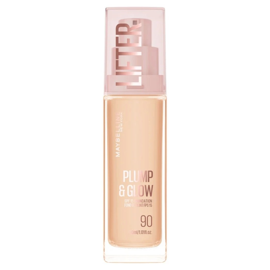 Buteleczka podkładu rozświetlającego Lifter Plump & Glow od Maybelline New York.