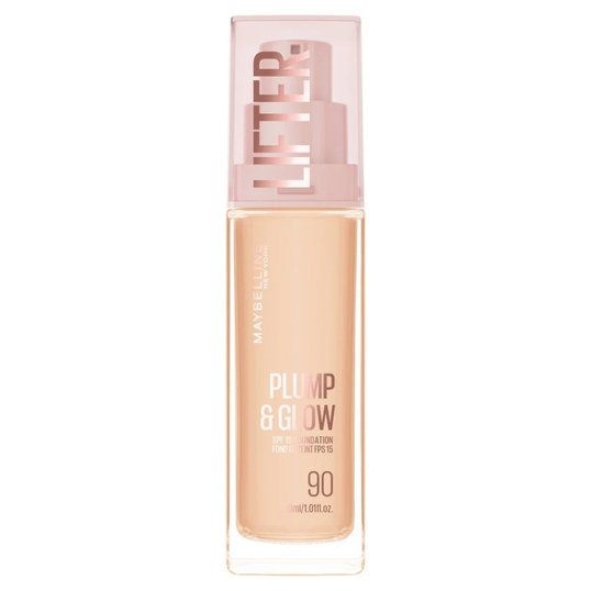 Buteleczka podkładu rozświetlającego Lifter Plump & Glow od Maybelline New York.