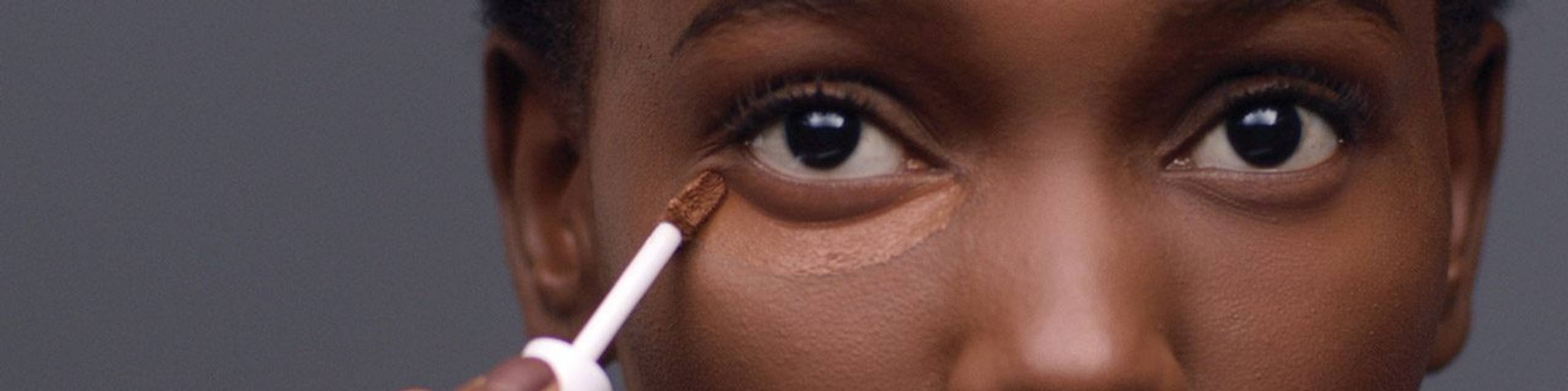 Maybelline Concealer products illustrative banner image - Close up of a woman's Eyes and nose